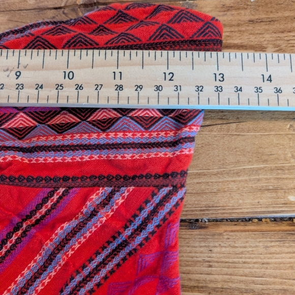 134.Roxy Red Strapless Dress with Patterned Bodice - Picture 3 of 4